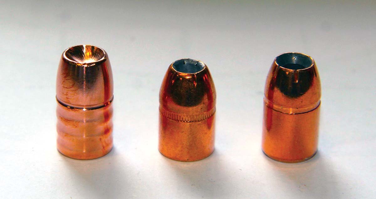 Bullets used while seeking a 41 Magnum revolver/lever-rifle switch load were chosen for hunting white-tailed deer and black bear. They included (left to right): Hammer Bullets’ 200-grain Jack Hammer, Hornady’s 210-grain XTP and Swift Bullets’ 210-grain Heavy Revolver A-Frame.